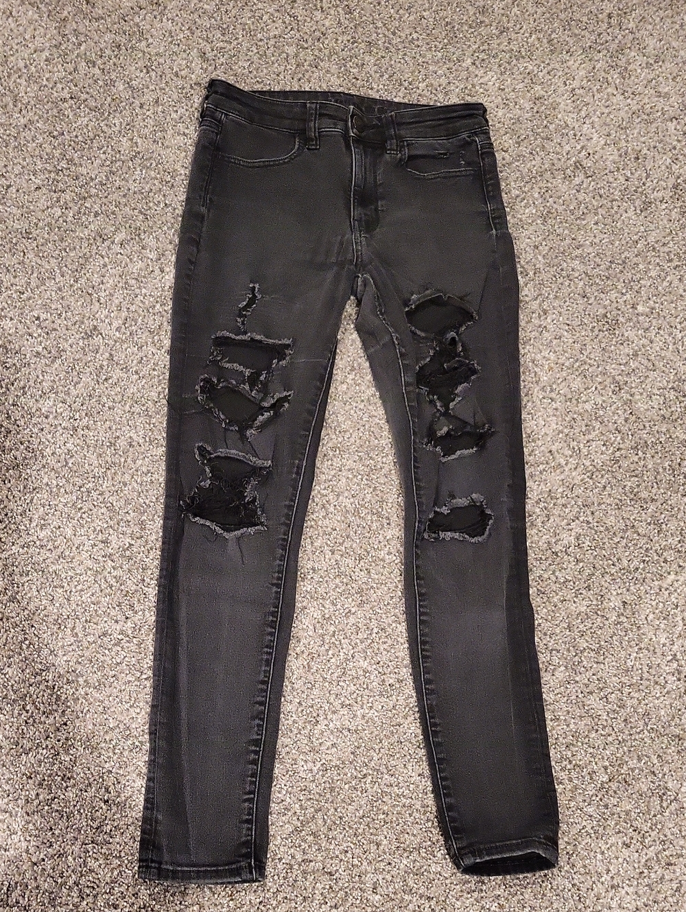 American Eagle Outfitters Black Ripped Hi-Rise Jeggings, Size 6 Regular